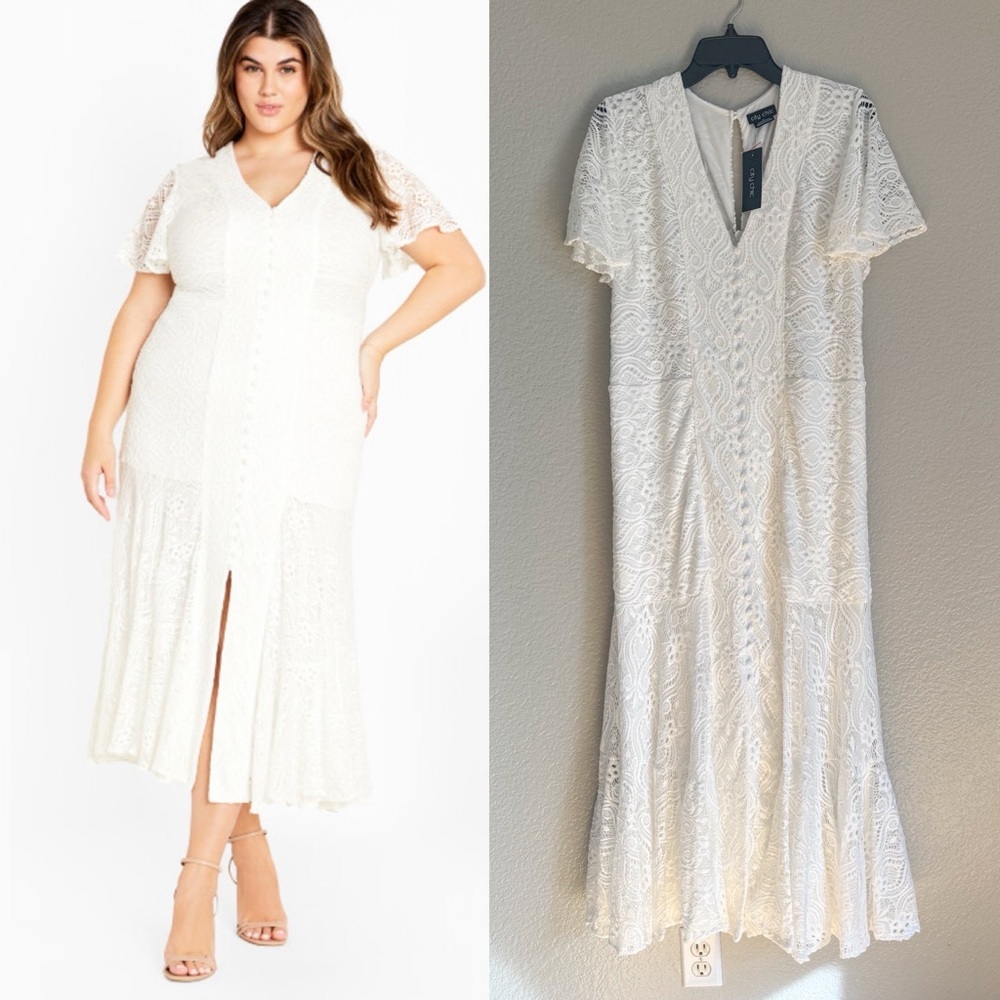 City Chic Plus Size Christa Off White Lace Dress